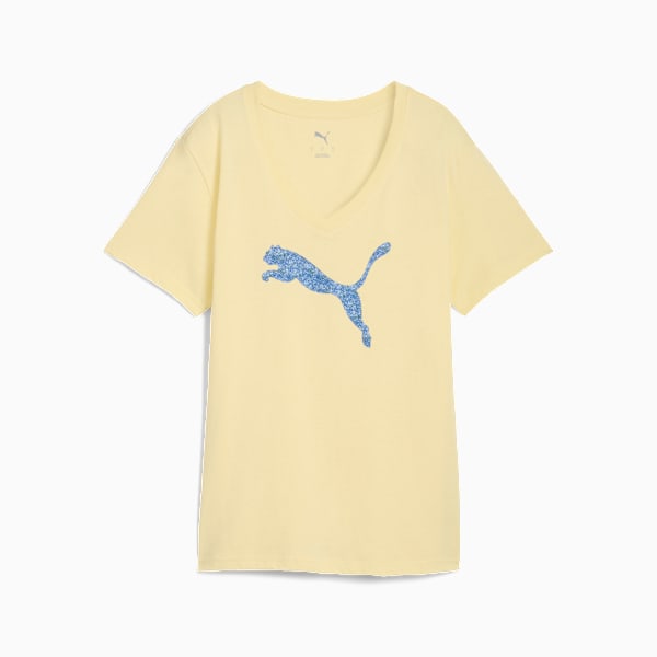 Graphic Pebble V-Neck Tee Women, Gold Moon, extralarge