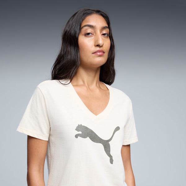 Graphic Pebble V-Neck Tee Women, Alpine Snow, extralarge