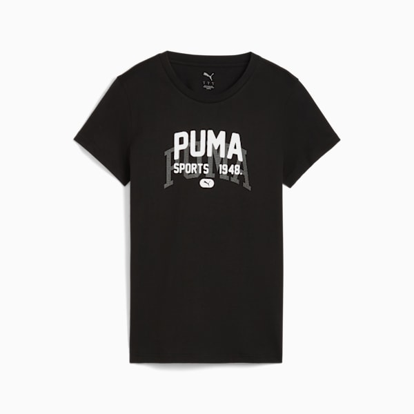 Graphic Varsity Tee Women, PUMA Black, extralarge