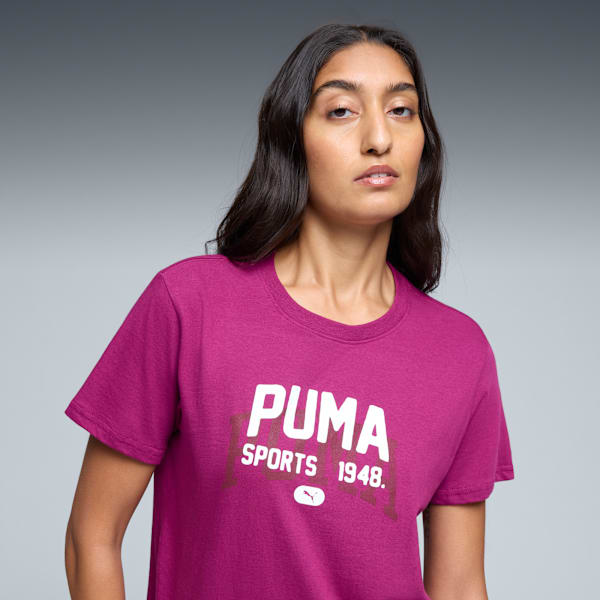 Graphic Varsity Tee Women, Berry, extralarge