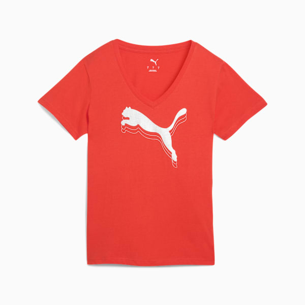 ESS METALLIC V-Neck Tee Women, Fierce Red, extralarge