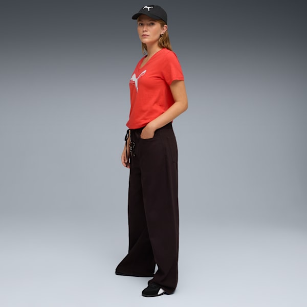 T-shirt en col V ESS METALLIC Femme, Fierce Red, extralarge