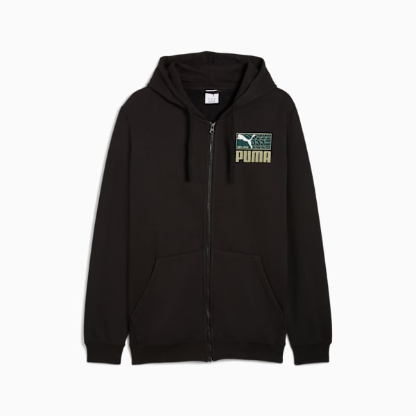 Sudadera con capucha Graphic Repeat FZ para hombre, PUMA Black, extralarge