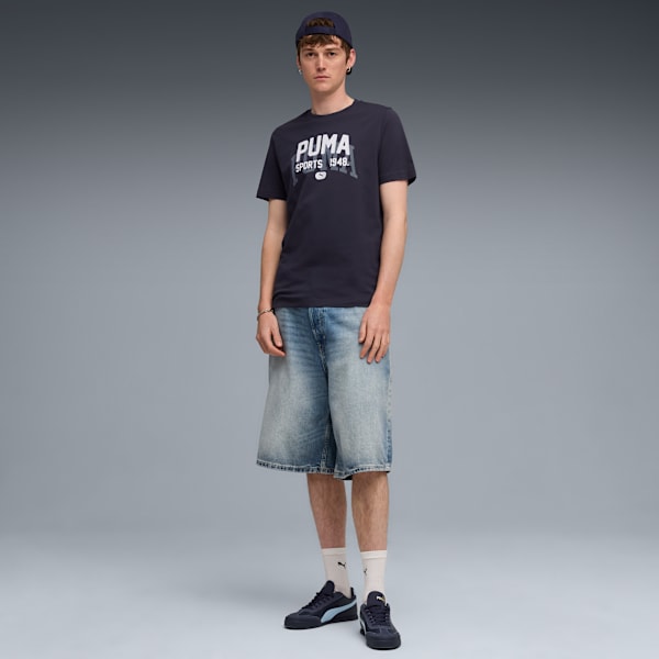 Graphic Varsity Tee Men, New Navy, extralarge