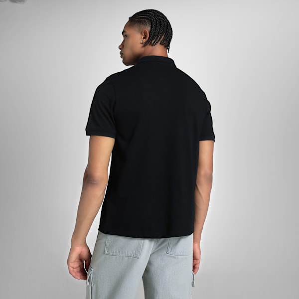 Essentials PUMA Logo Men's Rib Cuff Polo, PUMA Black, extralarge-IND