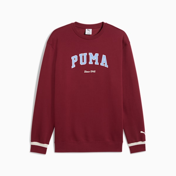 Burgundy PUMA sweatshirt for adults with 'PUMA' and 'Since 1948' printed on the front.