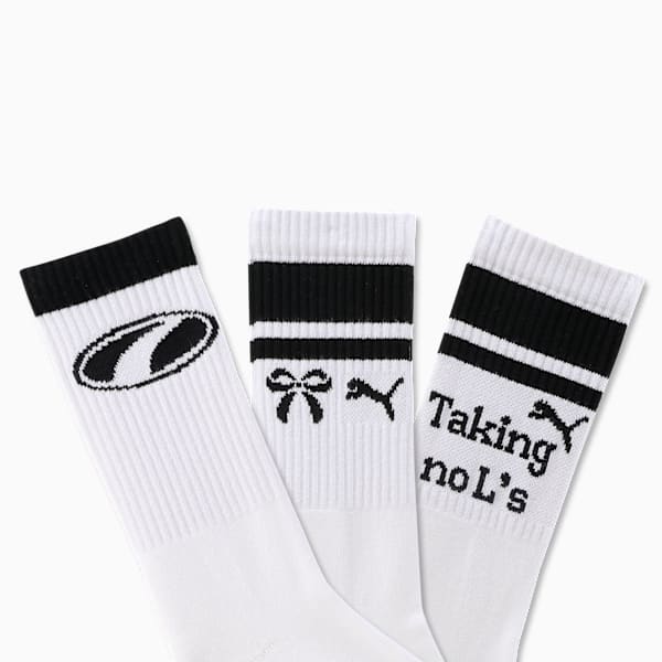 Toes Before Bros High-Cut Knitted Socks, PUMA White-PUMA Black, extralarge-IND