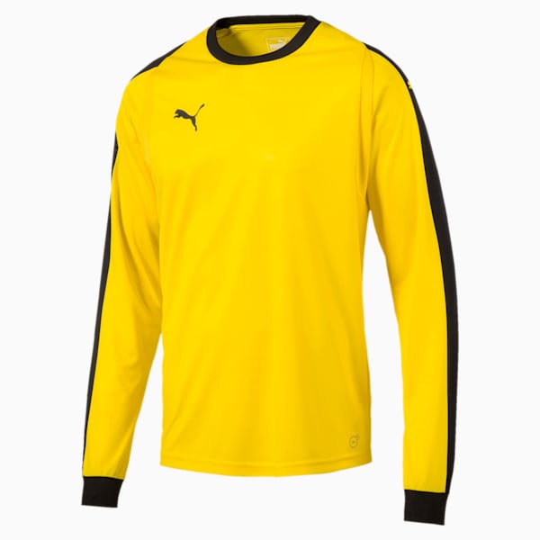 LIGA Long Sleeve Men's Football Goalkeeper Jersey, Cyber Yellow-Puma Black, extralarge-IND