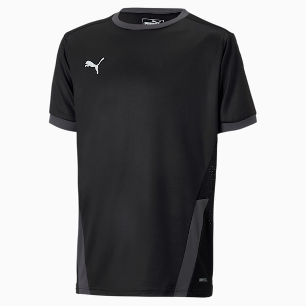 Camiseta de fútbol teamGOAL para niño, Puma Black-Asphalt
