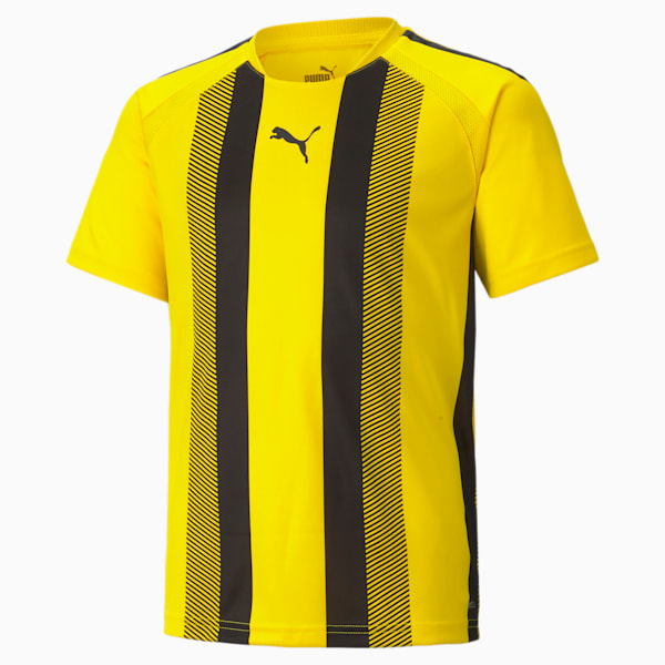 teamLIGA Striped Kid's Jersey, Cyber Yellow-Puma Black, extralarge-IND