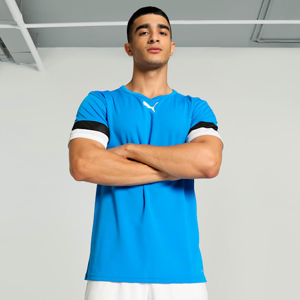 teamRISE Men's Football Jersey, Electric Blue Lemonade-Puma Black-Puma White, extralarge-IND