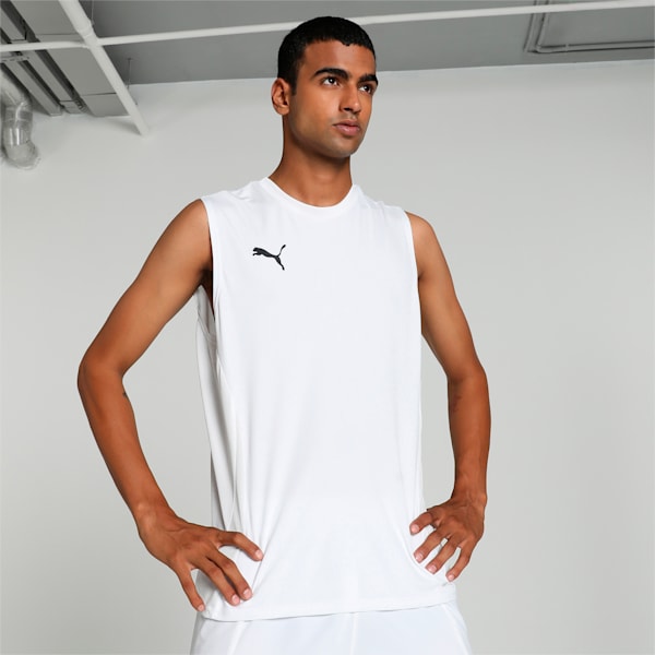 teamGOAL Men's Sleeveless Football Jersey, PUMA White-PUMA Black-Feather Gray, extralarge-IND