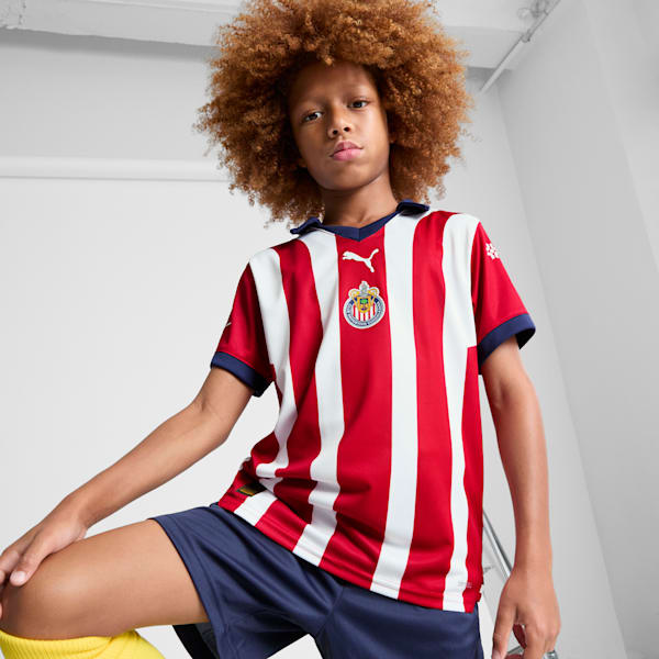 Chivas 23/24 Home Replica Big Kids' Soccer Jersey, PUMA Red, extralarge
