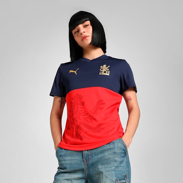 PUMA x RCB 2025 Women's Fan Jersey, PUMA Navy-Flame Scarlet, extralarge-IND