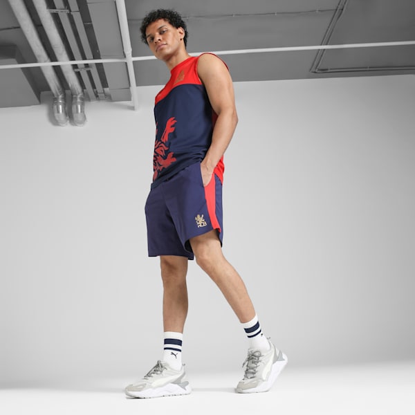 PUMA x RCB Men's Training Shorts, For All Time Red-PUMA Navy, extralarge-IND