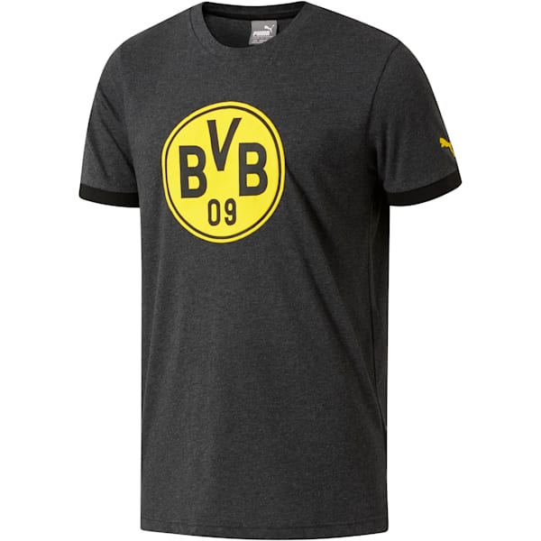 BVB Men's Badge T-Shirt, Dark Gray Heather-Puma Black, extralarge