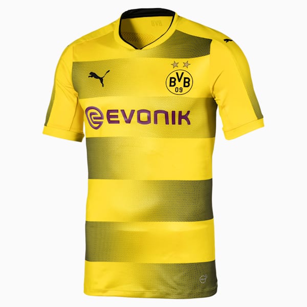 BVB オーセンティック SS ホームシャツ, Cyber Yellow-Puma Black, extralarge