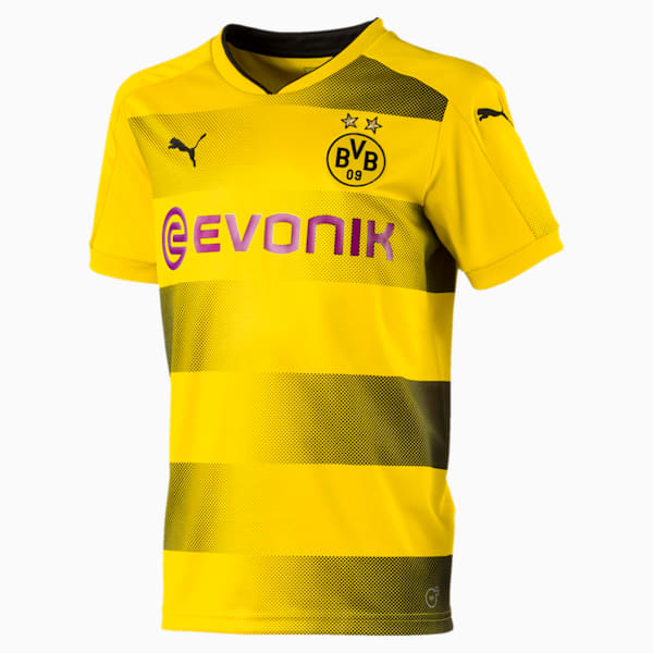 BVB キッズSS ホーム レプリカシャツ, Cyber Yellow-Puma Black, extralarge