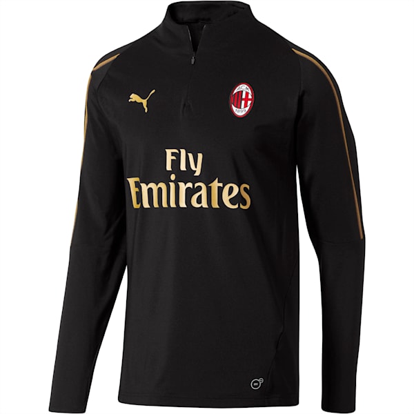 AC Milan1/4 Zip Top with Sponsor, Puma Black-Victory Gold, extralarge
