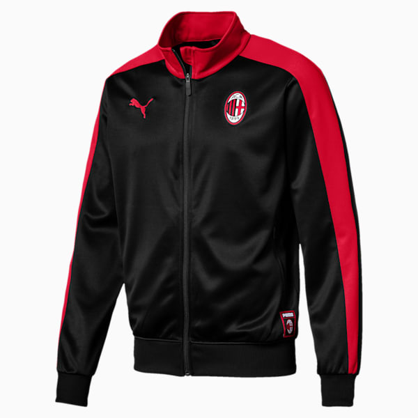 AC Milan Men's T7 Track Jacket, Puma Black-Tango Red, extralarge-IND