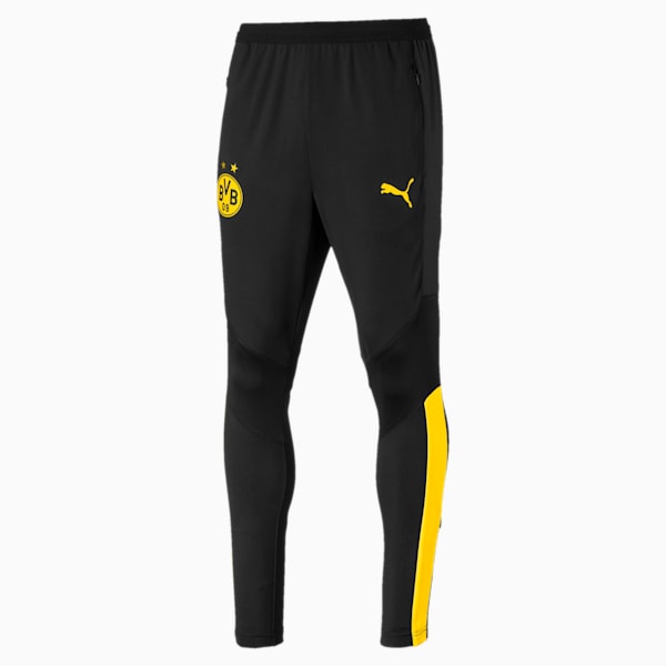 BVB Men's Pro Training Pants, Puma Black-Cyber Yellow, extralarge