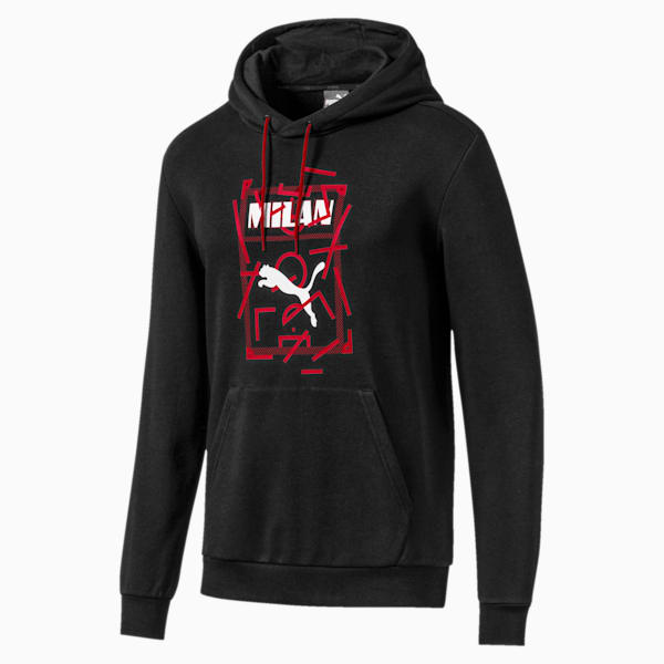 AC Milan DNA Men's Hoodie, Puma Black-Tango Red, extralarge