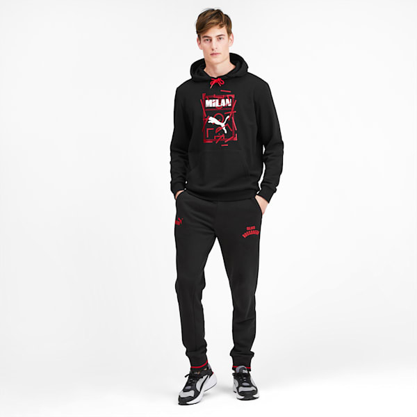 AC Milan DNA Men's Hoodie, Puma Black-Tango Red, extralarge