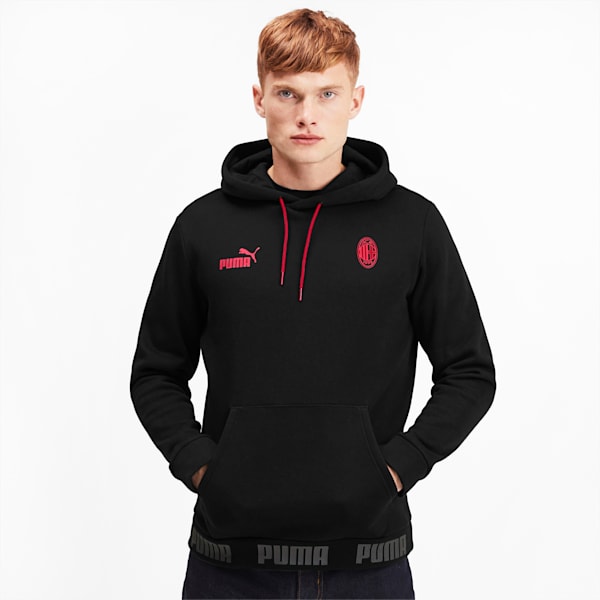 AC Milan FtblCulture Men's Hoodie, Puma Black-Tango Red, extralarge