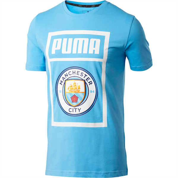 Manchester City FC Men's Shoe Tag Tee, Team Light Blue-Puma white, extralarge