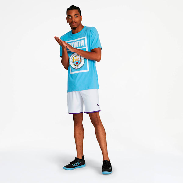 Manchester City FC Men's Shoe Tag Tee, Team Light Blue-Puma white, extralarge