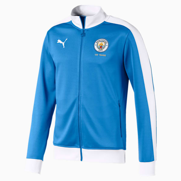 Manchester City FC 125th Anniversary Men’s T7 Track Jacket, Marina-Puma White, extralarge