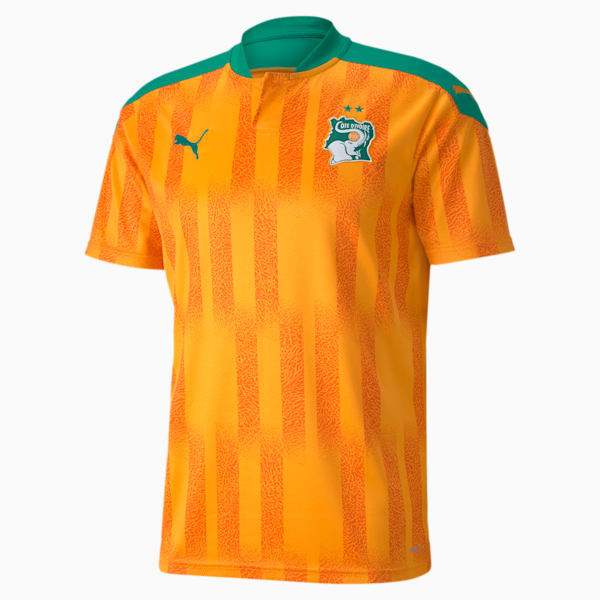 Ivory Coast Men's Home Replica Jersey, Flame Orange-Pepper Green, extralarge