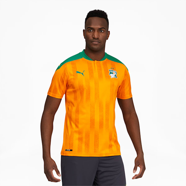Ivory Coast Men's Home Replica Jersey, Flame Orange-Pepper Green, extralarge