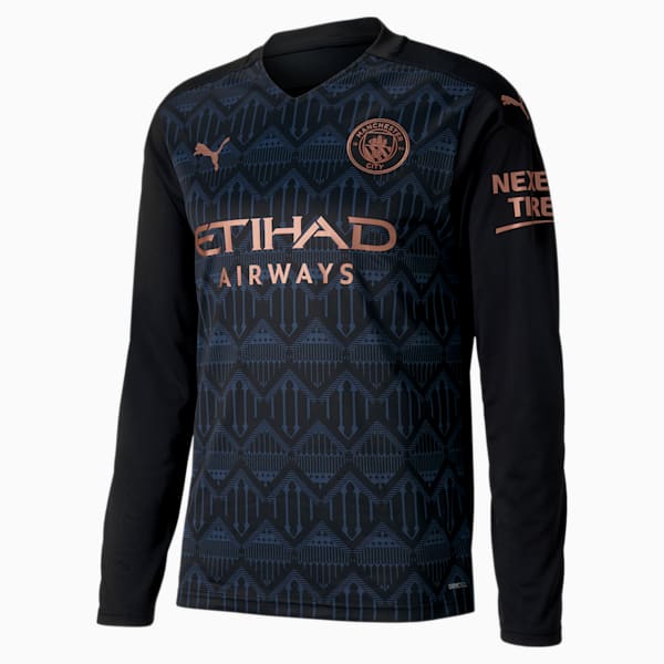 Manchester City Away Replica Long Sleeve dryCELL Men's Jersey, Puma Black-Dark Denim, extralarge-IND