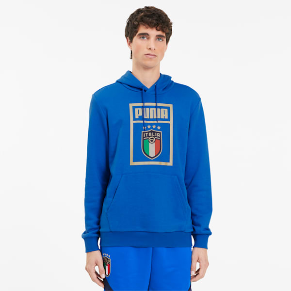 FIGC PUMA DNA Men's Hoodie, Team Power Blue-Team Gold, extralarge