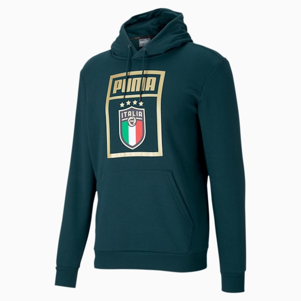 FIGC PUMA DNA Men's Hoodie, Ponderosa Pine-Team Gold, extralarge