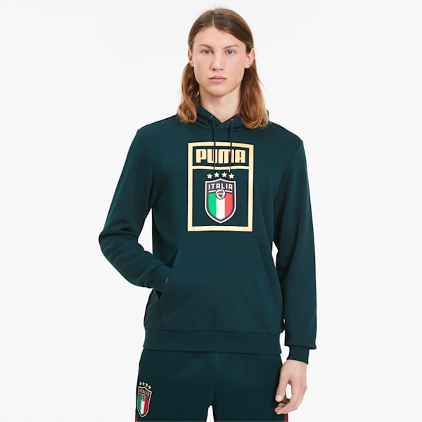 FIGC PUMA DNA Men's Hoodie, Ponderosa Pine-Team Gold, extralarge