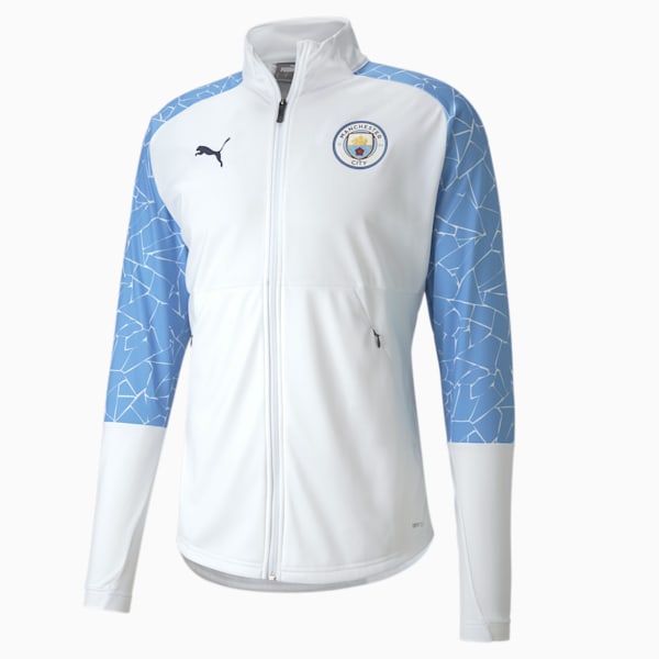 Man City Men's Stadium Jacket, Puma White-Team Light Blue, extralarge