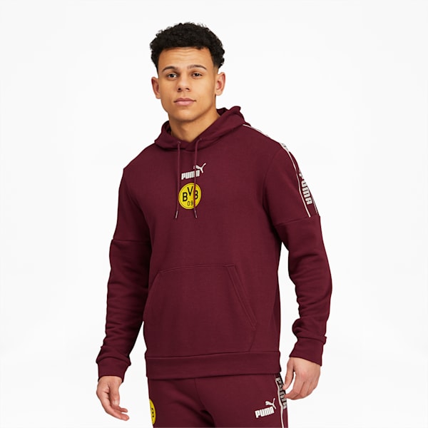 BVB ftblCULTURE Men's Hoodie, Burgundy-Cyber Yellow, extralarge