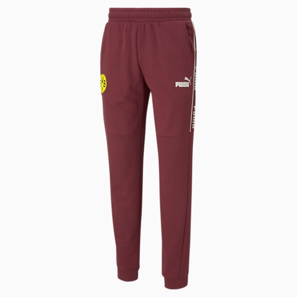 BVB ftblCULTURE Men's Track Pants, Burgundy-Cyber Yellow, extralarge