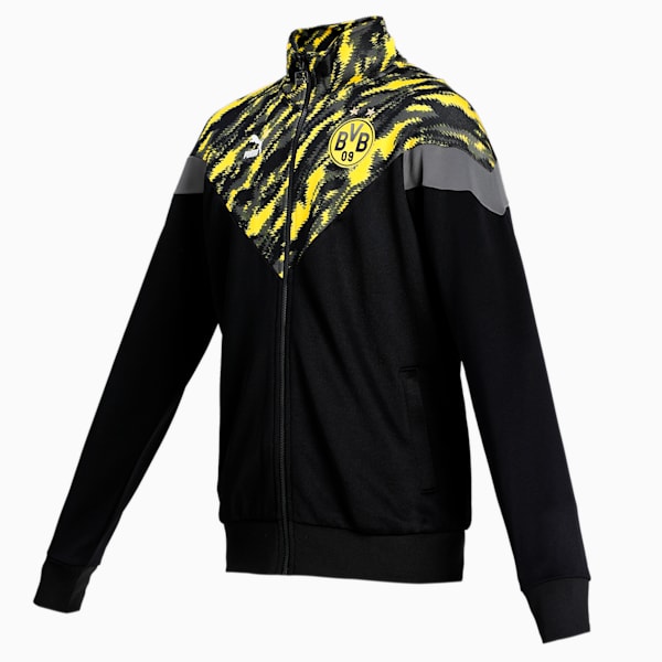 BVB Iconic MCS Men's Football Track Jacket, Puma Black-Cyber Yellow, extralarge-IND