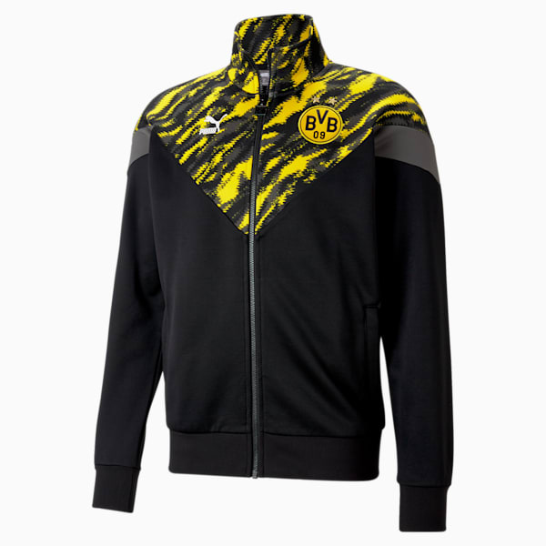 BVB Iconic MCS Men's Track Jacket, Puma Black-Cyber Yellow, extralarge