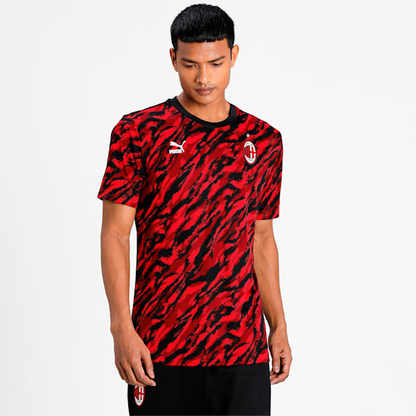 AC Milan Iconic MCS Men's Graphic Tee, Tango Red -Puma Black, extralarge