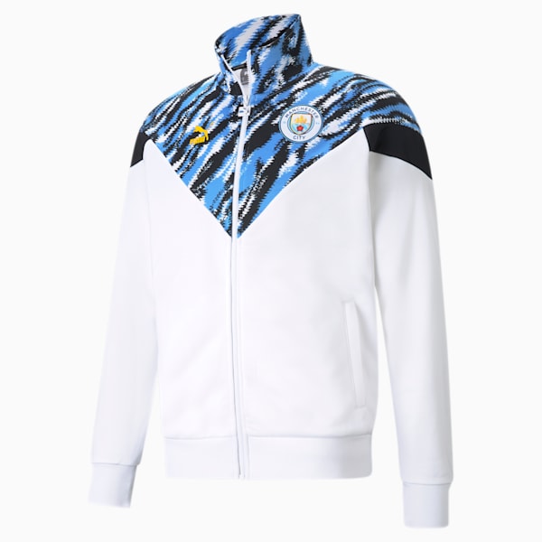 Man City Iconic MCS Men's Football Track Jacket, Puma White-Spectra Yellow, extralarge-IND