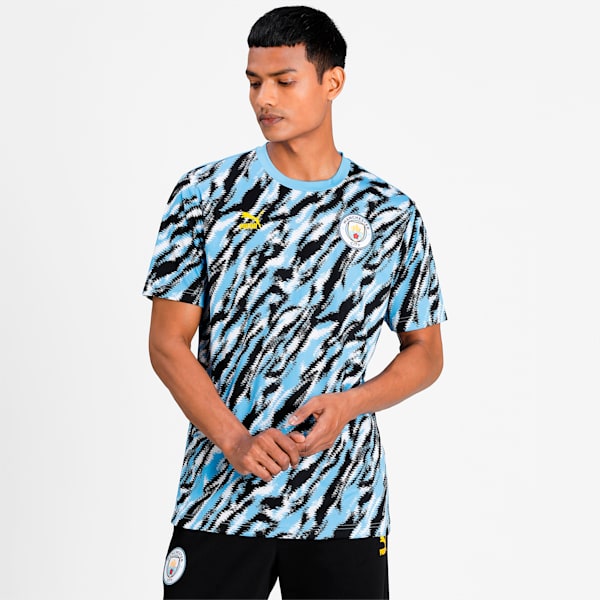 Manchester City FC Iconic MCS Men's Graphic Tee, Black-Team Light Blue-White, extralarge