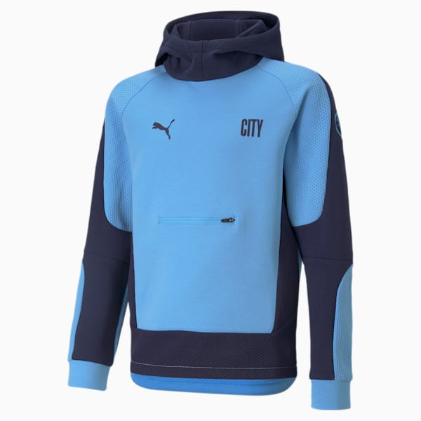 Manchester City FC Evostripe Kids' Hoodie JR, Team Light Blue-Peacoat, extralarge