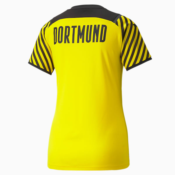 BVB Home Shirt Women's Replica T-Shirt, Cyber Yellow-Puma Black