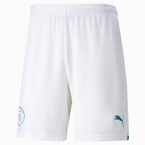 Manchester City Men's Replica Shorts, Puma White-Ocean Depths