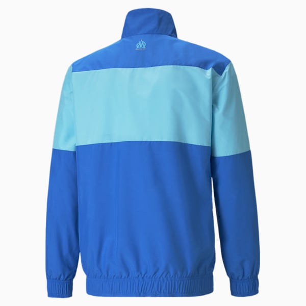 OM Prematch Men's Football Jacket, Electric Blue Lemonade-Blue Atoll