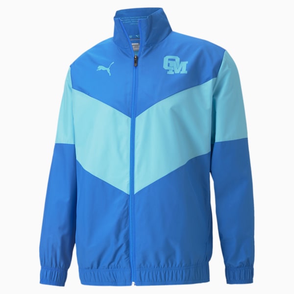OM Prematch Men's Football Jacket, Electric Blue Lemonade-Blue Atoll